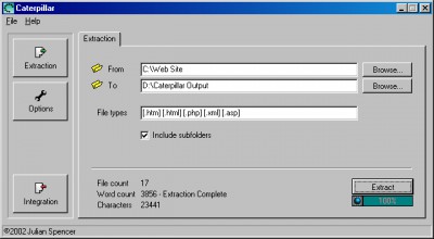 Caterpillar - HTML Extractor 1.2 screenshot