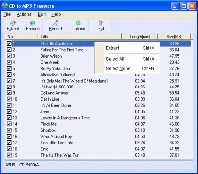CD to MP3 Freeware 1.8 screenshot CD to MP3 Freeware 1.8 screenshot