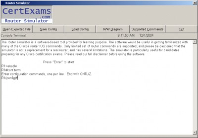 CertExams.com CCNA Network Simulator. 2.0 screenshot