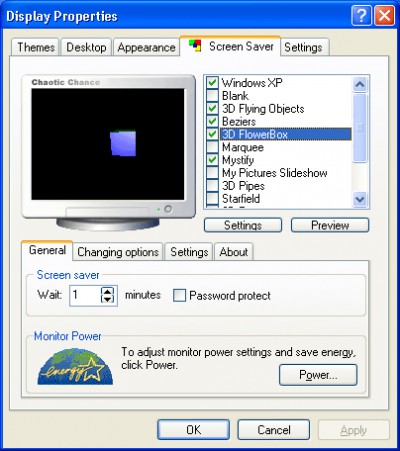 Chaotic Chance Screensaver Manager 2.21 screenshot Chaotic Chance Screensaver Manager 2.21 screenshot