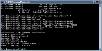 ClamAV For Windows 0.88-2 screenshot