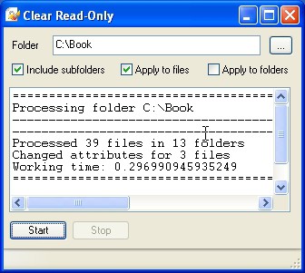 Clear Read-Only 1.1 screenshot Clear Read-Only 1.1 screenshot