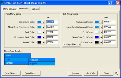CoffeeCup Free DHTML Menu Builder 1.0 screenshot CoffeeCup Free DHTML Menu Builder 1.0 screenshot