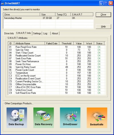 CompuApps DriveSMART V1 V1.10 screenshot CompuApps DriveSMART V1 V1.10 screenshot