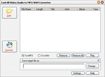 Cool All Video/Audio to MP3/WAV Converter 2.5 screenshot Cool All Video/Audio to MP3/WAV Converter 2.5 screenshot