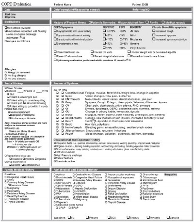 COPD Evaluation Template 2 screenshot