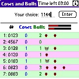 Cows and Bulls for PALM 3.3 screenshot Cows and Bulls for PALM 3.3 screenshot