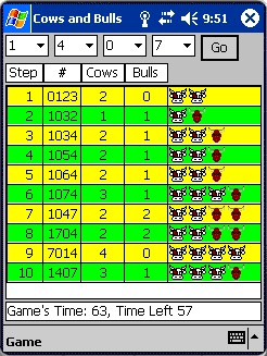 Cows and Bulls for Pocket PC 3.0 screenshot Cows and Bulls for Pocket PC 3.0 screenshot