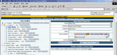 Create IE toolbar online 1.2 screenshot