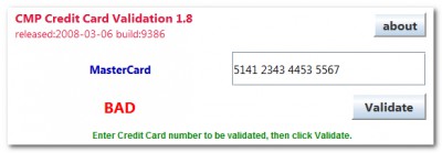 CreditCard Validator 1.7 screenshot CreditCard Validator 1.7 screenshot