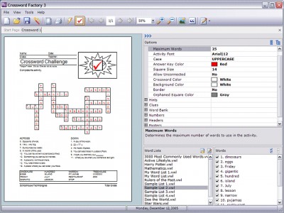 Crossword Factory 3.1.29 screenshot Crossword Factory 3.1.29 screenshot