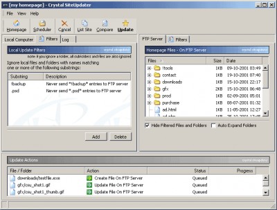 Crystal SiteUpdater 3.0 beta 1 screenshot