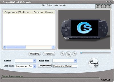 Cucusoft DVD to PSP Converter Build 007 3.05 screenshot Cucusoft DVD to PSP Converter Build 007 3.05 screenshot