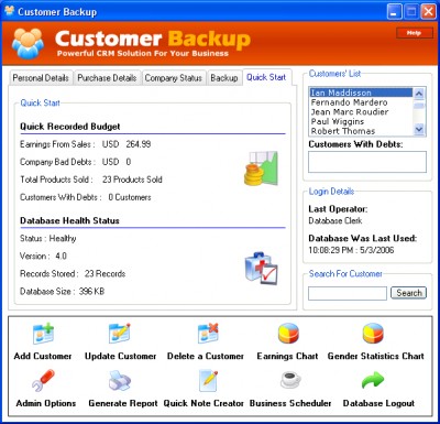 Customer Backup 2.3.0 screenshot Customer Backup 2.3.0 screenshot