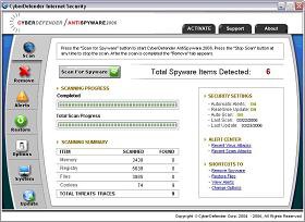 CyberDefender AntiSpyware 2006 screenshot CyberDefender AntiSpyware 2006 screenshot