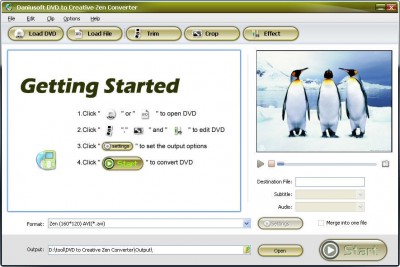 Daniusoft DVD to Creative Zen Converter 1.2.33 screenshot