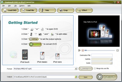 Daniusoft DVD to iPod Converter 1.2.30 screenshot
