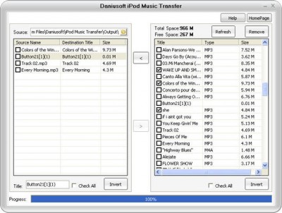 Daniusoft iPod Music Transfer 1.2.10 screenshot Daniusoft iPod Music Transfer 1.2.10 screenshot