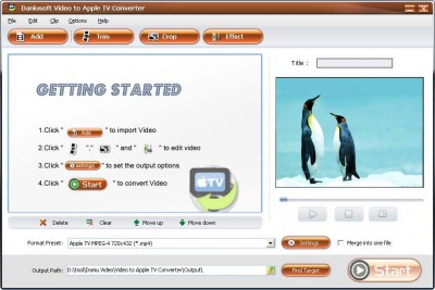 Daniusoft Video to Apple TV Converter 1.1.16 screenshot Daniusoft Video to Apple TV Converter 1.1.16 screenshot