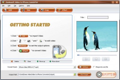 Daniusoft Video to iPhone Converter 1.1.16 screenshot