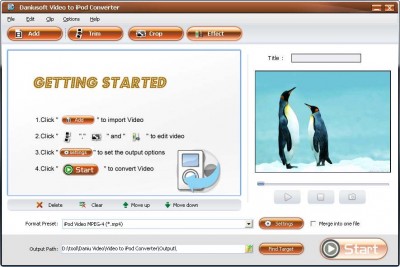 Daniusoft Video to iPod Converter 1.2.21 screenshot