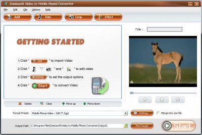 Daniusoft Video to Mobile Phone Converter 1.2.15 screenshot Daniusoft Video to Mobile Phone Converter 1.2.15 screenshot