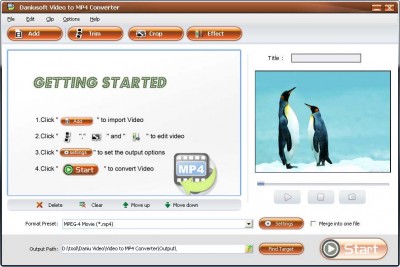 Daniusoft Video to MP4 Converter 1.1.16 screenshot