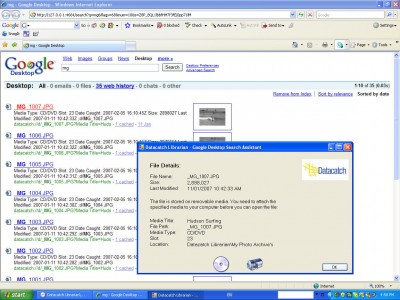 Datacatch - Google Desktop Search Plugin 1.0 screenshot