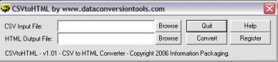 DataConversionTools.com CSVtoHTML Converter 1.01 screenshot