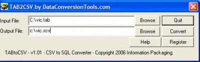 DataConversionTools.com TABtoCSV Converter 1.01 screenshot