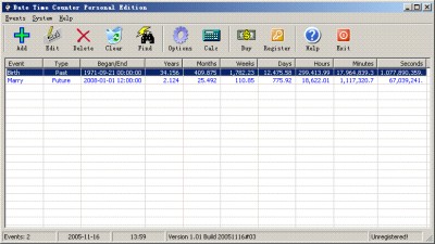 Date Time Counter Personal Edition 1.01 screenshot Date Time Counter Personal Edition 1.01 screenshot