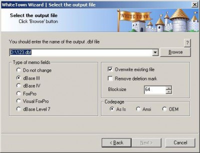 DBF to DBF 1.40 screenshot