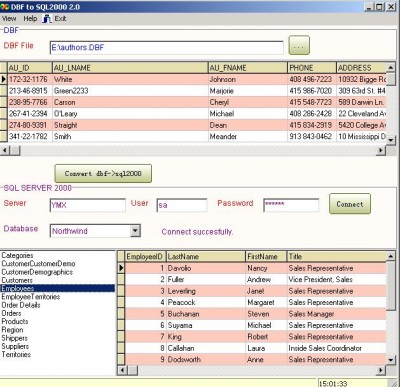 DBF to SQL2000 2.02 screenshot