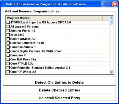 Delete Add or Remove Programs List Entries Softwar 7.0 screenshot Delete Add or Remove Programs List Entries Softwar 7.0 screenshot