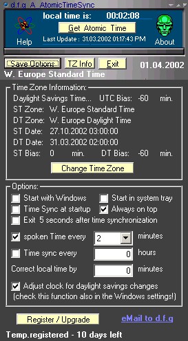 dfg AtomicTimeSync XP 3.7.2 screenshot dfg AtomicTimeSync XP 3.7.2 screenshot