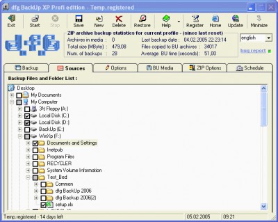 dfg BackUp XP 3.7.2 screenshot dfg BackUp XP 3.7.2 screenshot