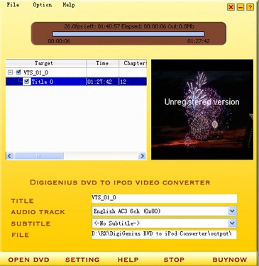 DigiGenius DVD to iPod Converter 3.6.2 screenshot