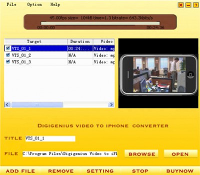 DigiGenius Video to iPhone Converter 3.6.1 screenshot DigiGenius Video to iPhone Converter 3.6.1 screenshot