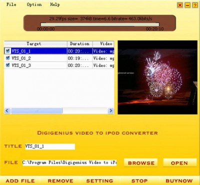 DigiGenius Video to iPod Converter 3.6.1 screenshot DigiGenius Video to iPod Converter 3.6.1 screenshot