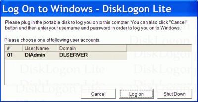 DiskLogon Lite 2.2 screenshot
