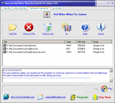 Divx Avi Asf Wmv Wma Rm Rmvb Fix Joiner 2.23 screenshot Divx Avi Asf Wmv Wma Rm Rmvb Fix Joiner 2.23 screenshot