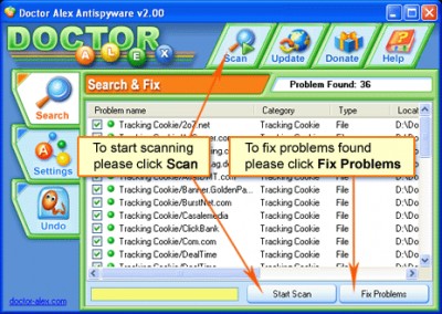Doctor Alex Antispyware 2.03 screenshot Doctor Alex Antispyware 2.03 screenshot