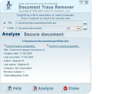 Document Trace Remover 3.2 screenshot Document Trace Remover 3.2 screenshot