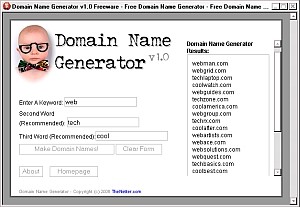 Domain Name Generator 1.0 screenshot Domain Name Generator 1.0 screenshot