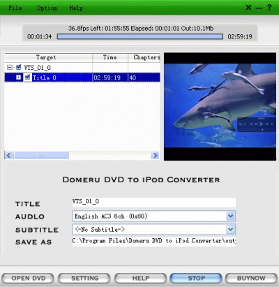 Domeru DVD to iPod Converter 3.6.5 screenshot Domeru DVD to iPod Converter 3.6.5 screenshot