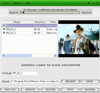 Domeru Video to Zune Converter 3.6.5 screenshot Domeru Video to Zune Converter 3.6.5 screenshot