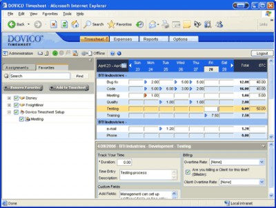 DOVICO Timesheet 8.0 screenshot