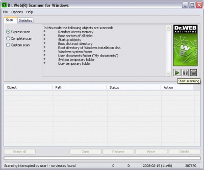 Dr.Web Anti Virus for  Windows 4.44 screenshot
