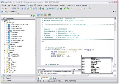DreamCoder for Oracle Professional Edition 2.1 screenshot
