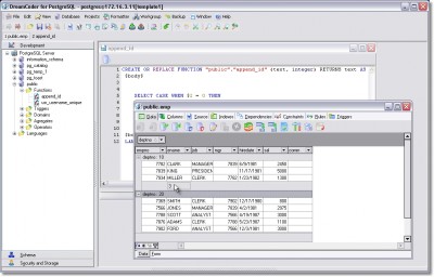 DreamCoder for PostgreSQL Professional 1.2 screenshot